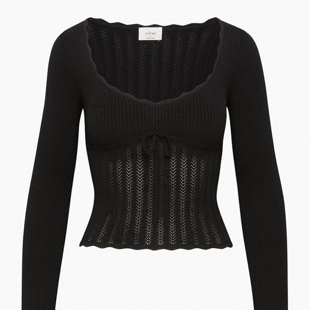 Aritzia Wilfred black knit babydoll Soloist Sweater Size Small